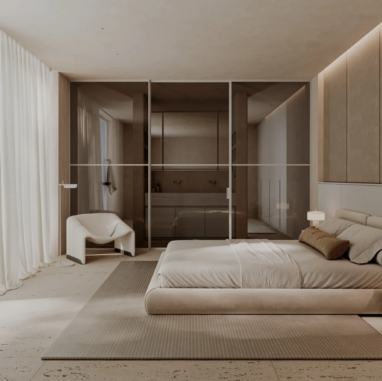 Cerramiento de vidrio modelo Grid de Línea 013 en un interior