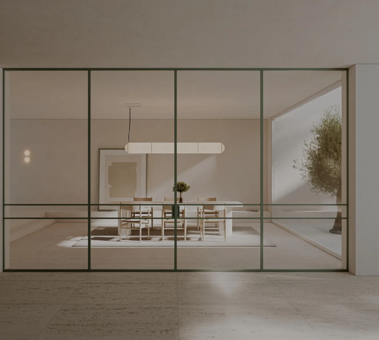 Cerramiento de vidrio modelo Soft de Línea 013 en un interior
